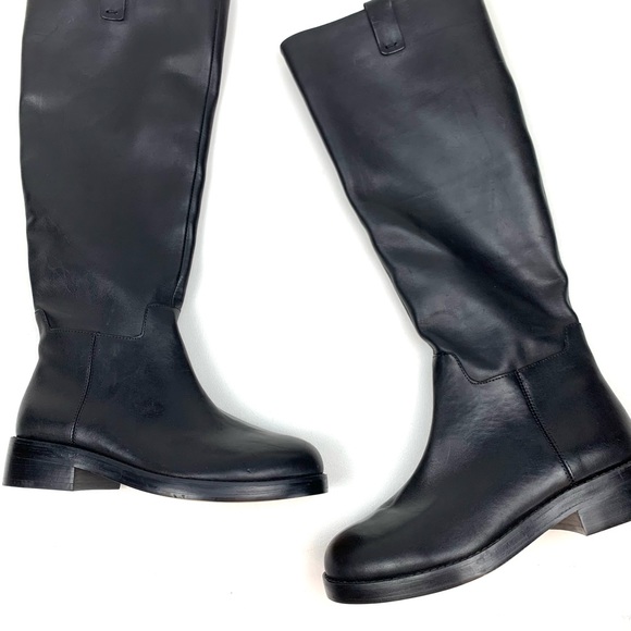 Sanctuary Boots Tall Black Leather Riding Equestrian Righton Anthropologie Sz 5 - Picture 2 of 13